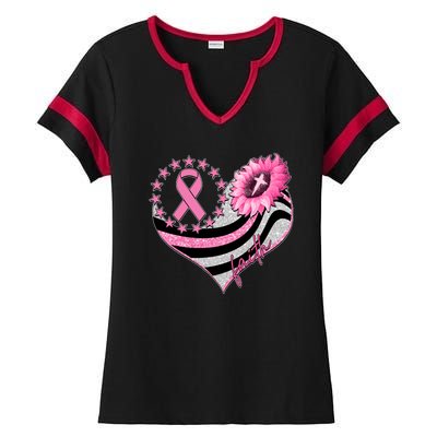 Breast Cancer Awareness Faith Ladies Halftime Notch Neck Tee