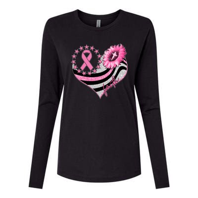 Breast Cancer Awareness Faith Womens Cotton Relaxed Long Sleeve T-Shirt