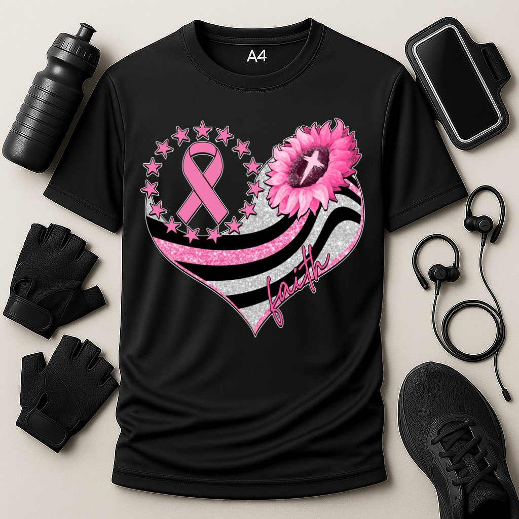 Breast Cancer Awareness Faith Cooling Performance Crew T-Shirt