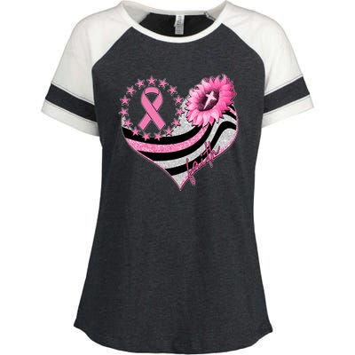 Breast Cancer Awareness Faith Enza Ladies Jersey Colorblock Tee