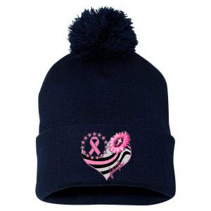 Breast Cancer Awareness Faith Pom Pom 12in Knit Beanie