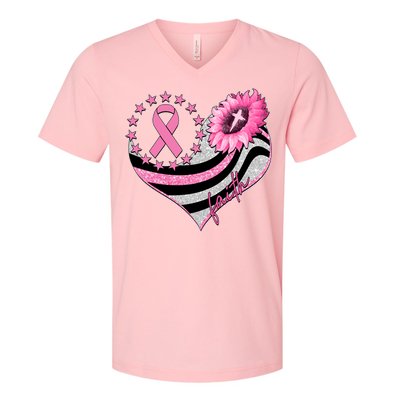 Breast Cancer Awareness Faith V-Neck T-Shirt