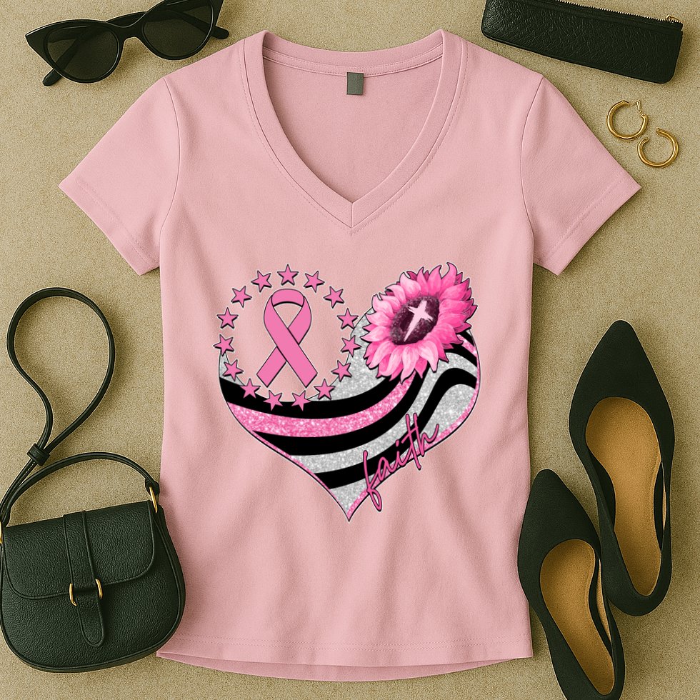 Breast Cancer Awareness Faith Women's V-Neck T-Shirt