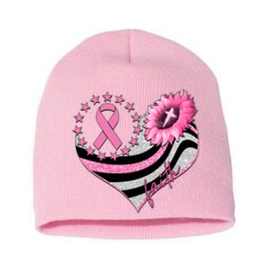 Breast Cancer Awareness Faith Short Acrylic Beanie