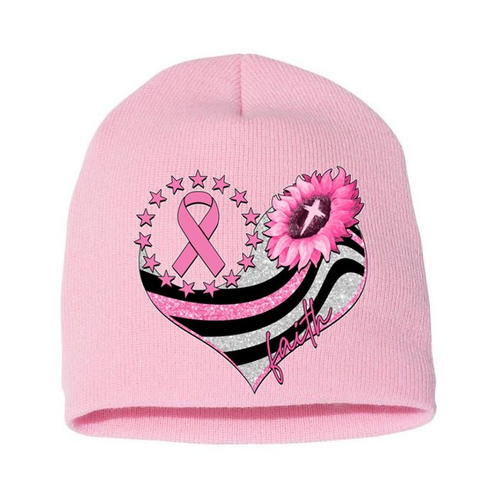 Breast Cancer Awareness Faith Short Acrylic Beanie