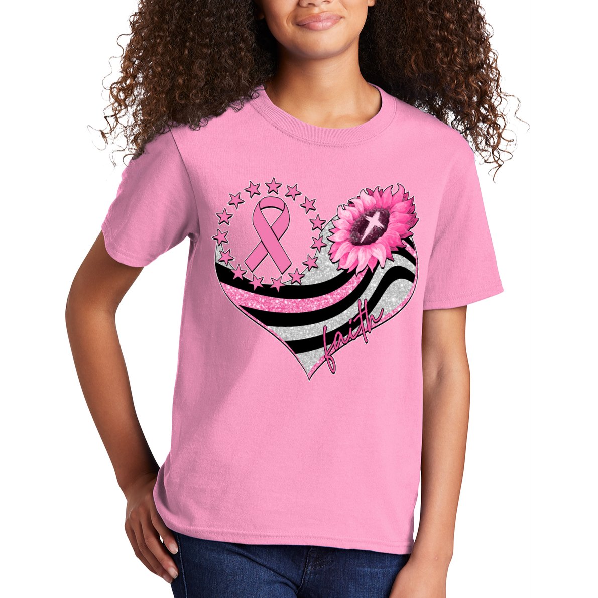 Breast Cancer Awareness Faith Kids T-Shirt