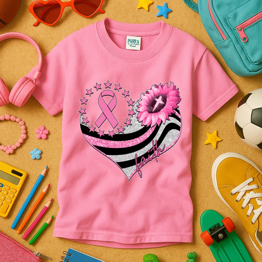 Breast Cancer Awareness Faith Kids T-Shirt