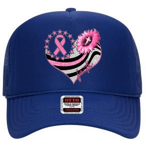 Breast Cancer Awareness Faith High Crown Mesh Back Trucker Hat