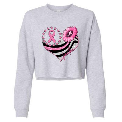 Breast Cancer Awareness Faith Cropped Pullover Crew