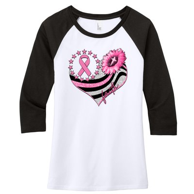 Breast Cancer Awareness Faith Women's Tri-Blend 3/4-Sleeve Raglan Shirt