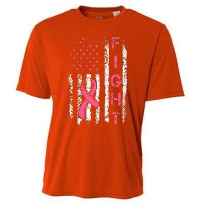 Breast Cancer Awareness American Flag Distressed Cooling Performance Crew T-Shirt