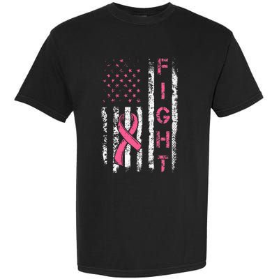 Breast Cancer Awareness American Flag Distressed Garment-Dyed Heavyweight T-Shirt