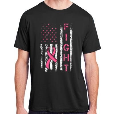 Breast Cancer Awareness American Flag Distressed Adult ChromaSoft Performance T-Shirt