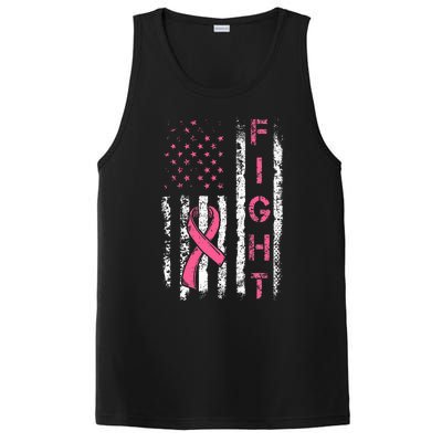 Breast Cancer Awareness American Flag Distressed PosiCharge Competitor Tank