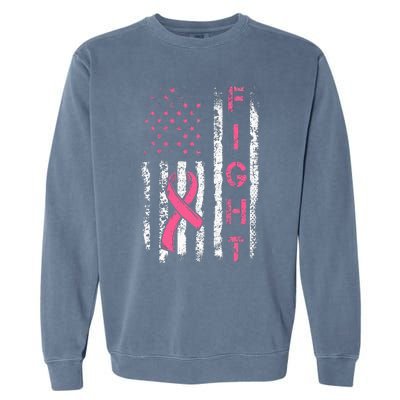 Breast Cancer Awareness American Flag Distressed Garment-Dyed Sweatshirt