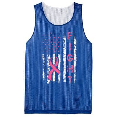 Breast Cancer Awareness American Flag Distressed Mesh Reversible Basketball Jersey Tank