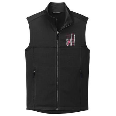 Breast Cancer Awareness American Flag Distressed Collective Smooth Fleece Vest