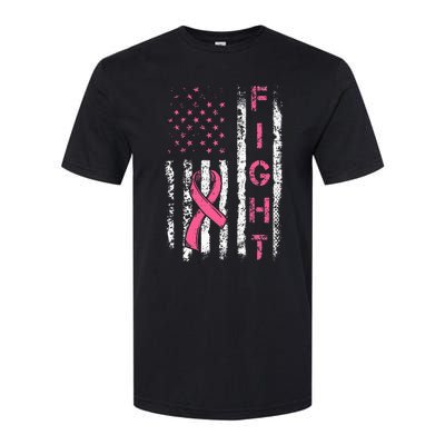 Breast Cancer Awareness American Flag Distressed Softstyle CVC T-Shirt