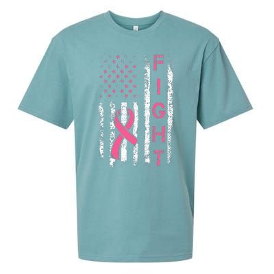 Breast Cancer Awareness American Flag Distressed Sueded Cloud Jersey T-Shirt