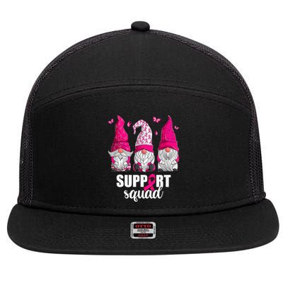 Breast Cancer Awareness For Women Gnomes Support Squad 7 Panel Mesh Trucker Snapback Hat