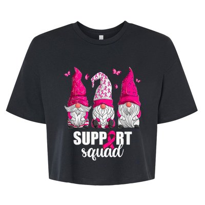 Breast Cancer Awareness For Women Gnomes Support Squad Bella+Canvas Jersey Crop Tee