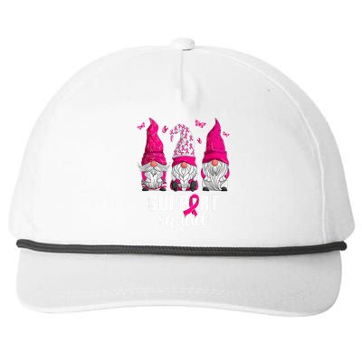 Breast Cancer Awareness For Women Gnomes Support Squad Snapback Five-Panel Rope Hat