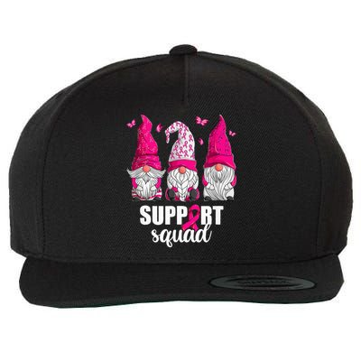 Breast Cancer Awareness For Women Gnomes Support Squad Wool Snapback Cap