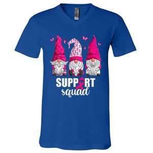 Breast Cancer Awareness For Women Gnomes Support Squad V-Neck T-Shirt