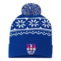 Breast Cancer Awareness For Women Gnomes Support Squad USA-Made Snowflake Beanie