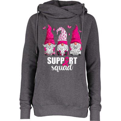 Breast Cancer Awareness For Women Gnomes Support Squad Womens Funnel Neck Pullover Hood