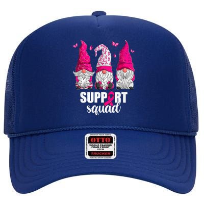 Breast Cancer Awareness For Women Gnomes Support Squad High Crown Mesh Back Trucker Hat