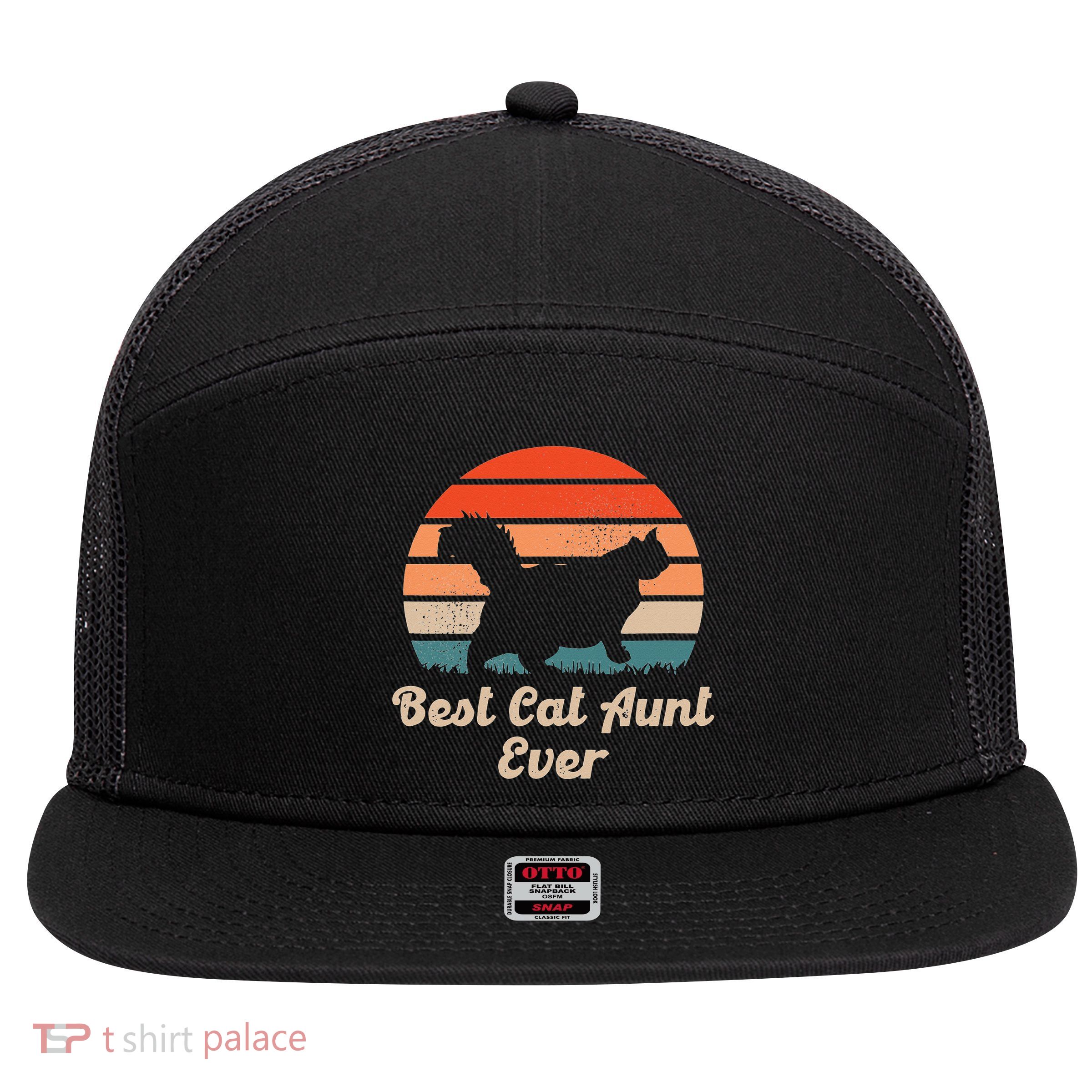 Best Cat Aunt Ever Auntie and Cats 7 Panel Mesh Trucker Snapback Hat