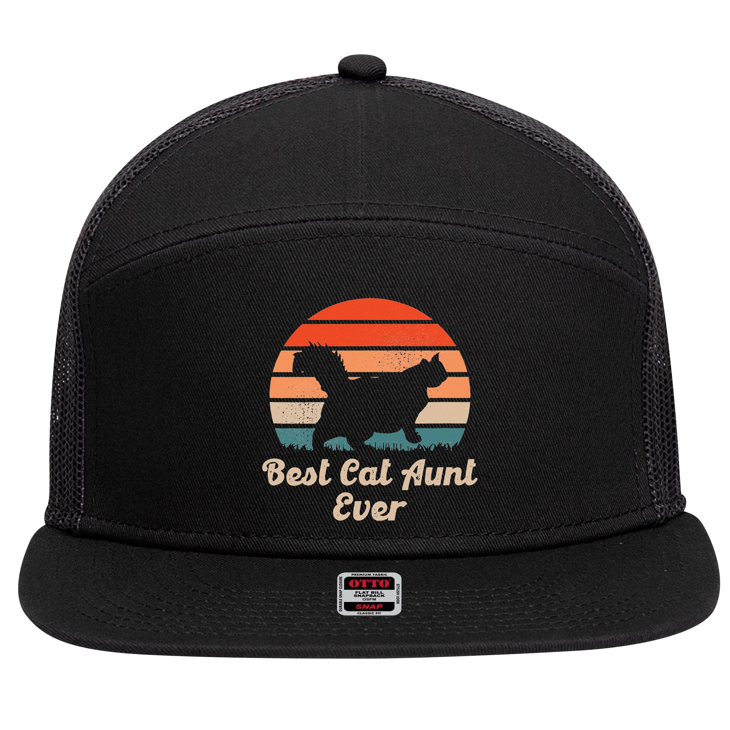 Best Cat Aunt Ever Auntie and Cats 7 Panel Mesh Trucker Snapback Hat
