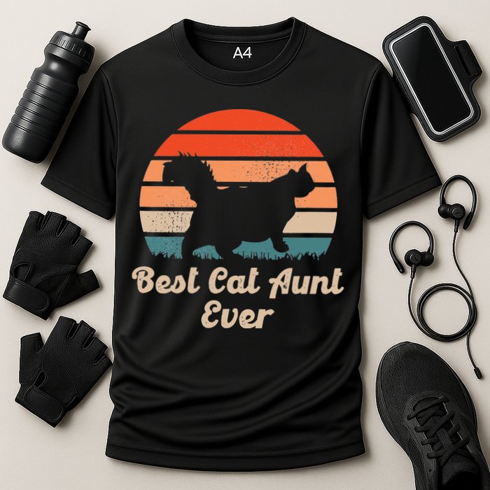 Best Cat Aunt Ever Auntie and Cats Cooling Performance Crew T-Shirt