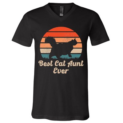 Best Cat Aunt Ever Auntie and Cats V-Neck T-Shirt