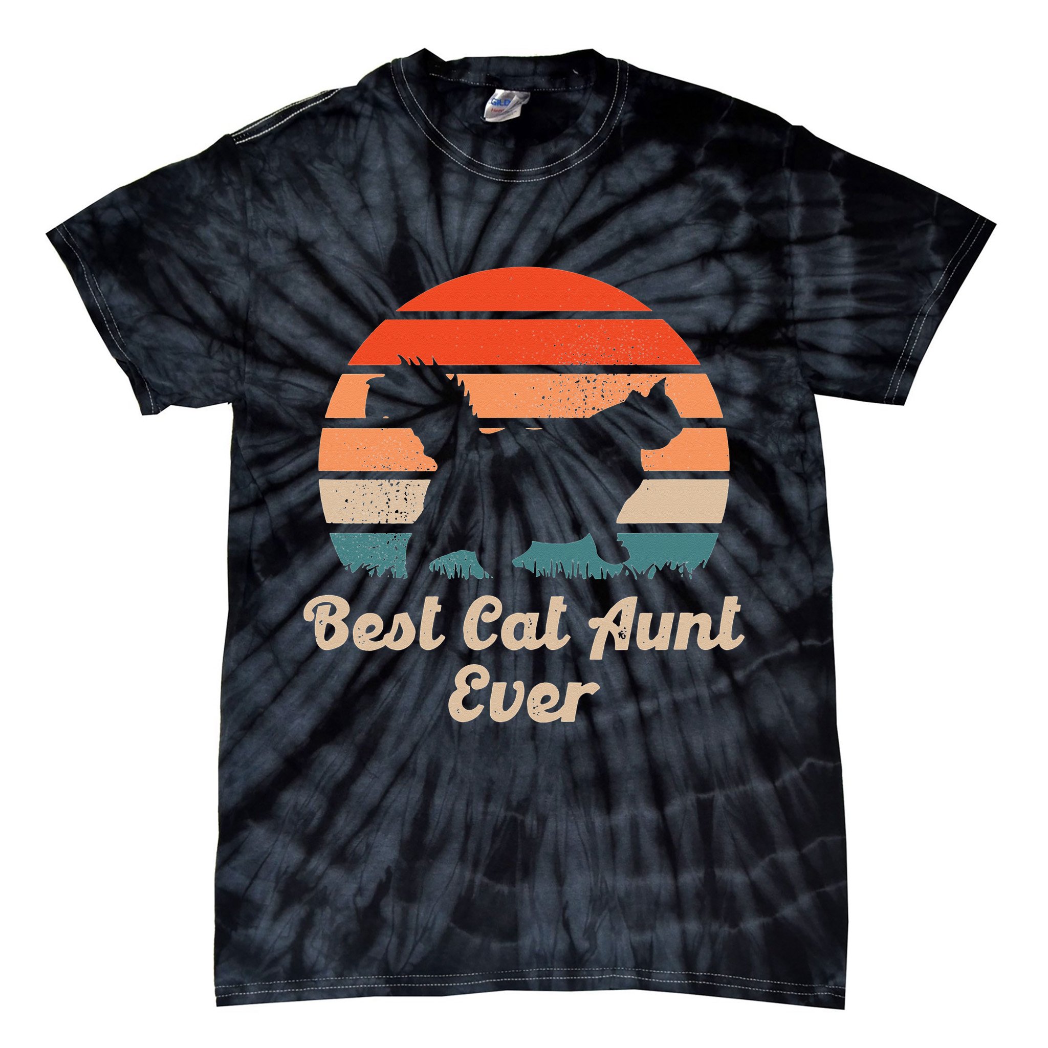 Best Cat Aunt Ever Auntie and Cats Tie-Dye T-Shirt
