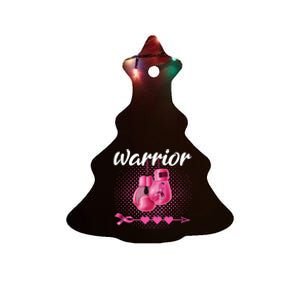 Breast Cancer Awareness Pink Boxing Gloves Warrior Ceramic Tree Ornament