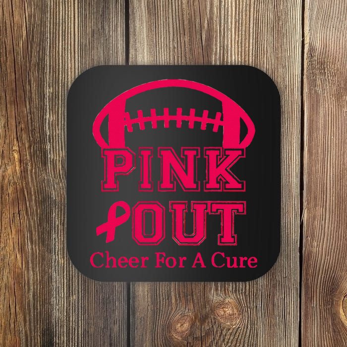 Breast Cancer Awareness Cheer For The Cure Pink Out Coaster