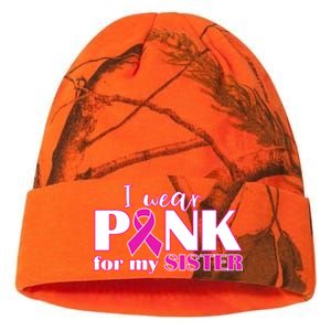 Breast Cancer Awareness I Wear Pink Ribbon For My Sister Gift Kati Licensed 12" Camo Beanie