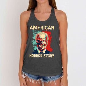 Biden Clown American Horror Story Funny Joe Biden Halloween Women's Knotted Racerback Tank