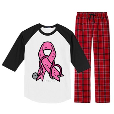 Breast Cancer Awareness Ribbon Nurse Raglan Sleeve Pajama Set