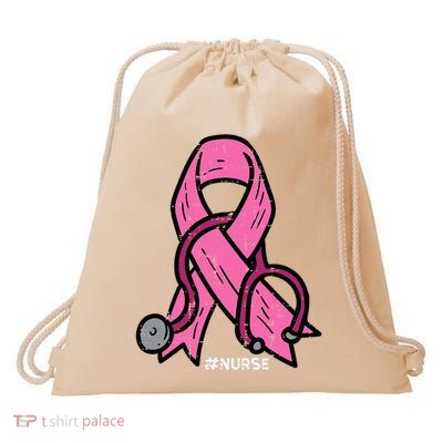 Breast Cancer Awareness Ribbon Nurse Drawstring Bag