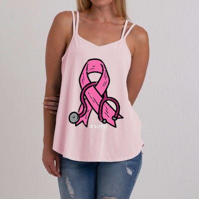 Breast Cancer Awareness Ribbon Nurse Women's Strappy Tank