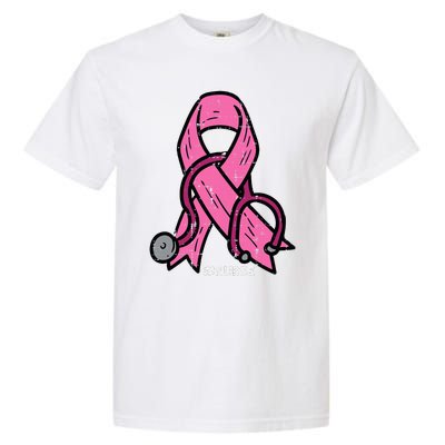 Breast Cancer Awareness Ribbon Nurse Garment-Dyed Heavyweight T-Shirt