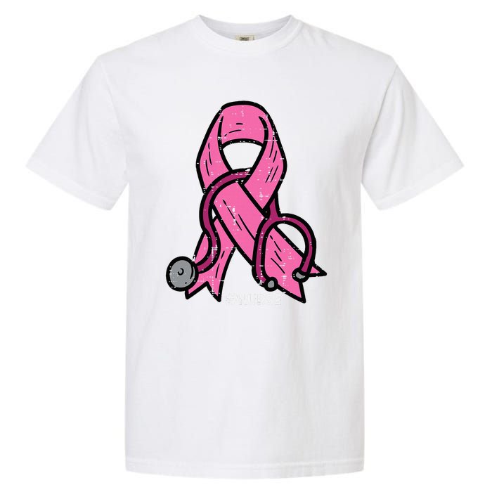 Breast Cancer Awareness Ribbon Nurse Garment-Dyed Heavyweight T-Shirt