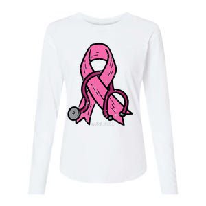 Breast Cancer Awareness Ribbon Nurse Womens Cotton Relaxed Long Sleeve T-Shirt