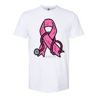 Breast Cancer Awareness Ribbon Nurse Softstyle CVC T-Shirt