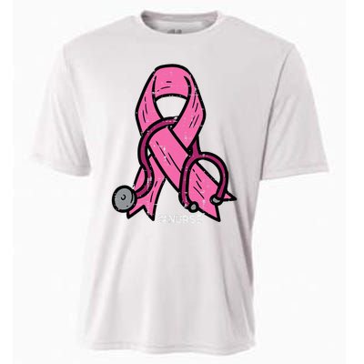 Breast Cancer Awareness Ribbon Nurse Cooling Performance Crew T-Shirt