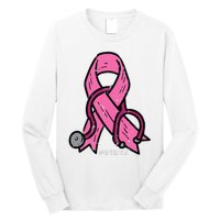 Breast Cancer Awareness Ribbon Nurse Long Sleeve Shirt