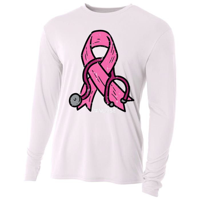 Breast Cancer Awareness Ribbon Nurse Cooling Performance Long Sleeve Crew